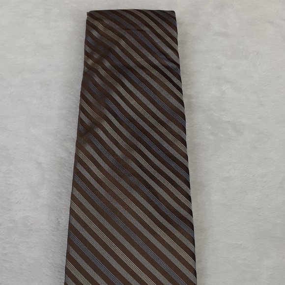 Apt 9 Men's Tie Silk Stipes Wide Brown Blue 56.5 Inches - Picture 3 of 8